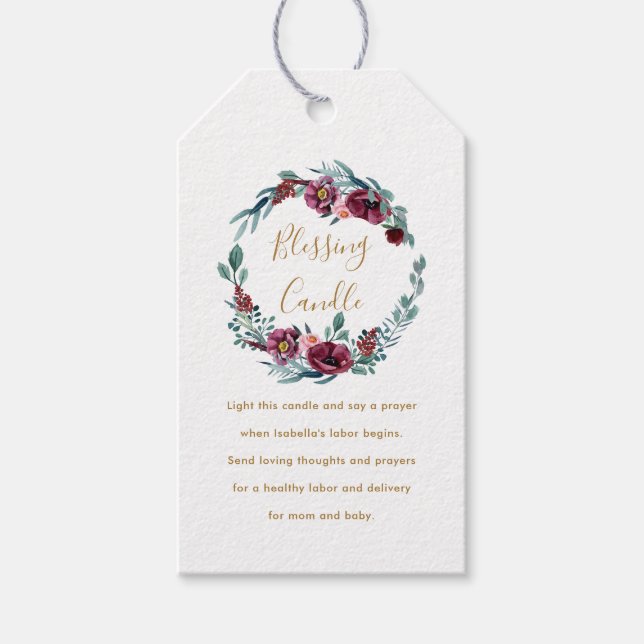 Étiquettes-cadeau Prière aux chandelles florales de Bourgogne (Devant)