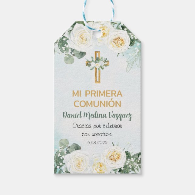 Étiquettes-cadeau Primera Comunion Cadeaux et favorise la première c (Devant)