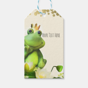 Étiquettes-cadeau Prince Grenouille Vert & Or Faveur Personnalisée B