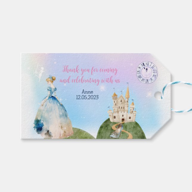 Étiquettes-cadeau Princess Birthday Enfants Merci (Devant (Horizontal))