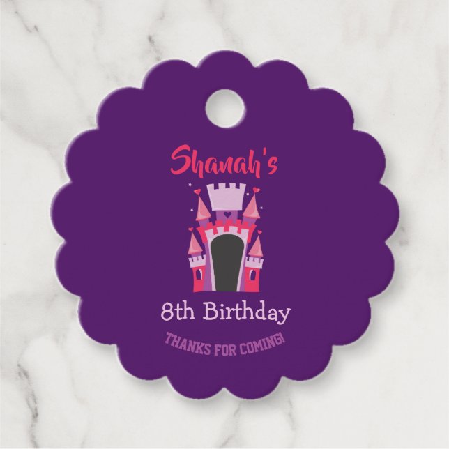 Étiquettes Cadeau PRINCESS BOUNCY BOUNCE HOUSE Anniversaire (Devant)