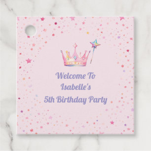 Étiquettes Cadeau Princess Crown Pink Little Girl 5e anniversaire