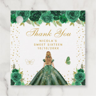 Étiquettes Cadeau Princesse aux Cheveux Blonds Floral Vert Sweet Sei