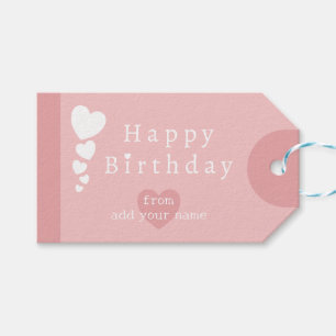 Étiquettes-cadeau Princesse Beauté rose Anniversaire Coeurs Tags cad