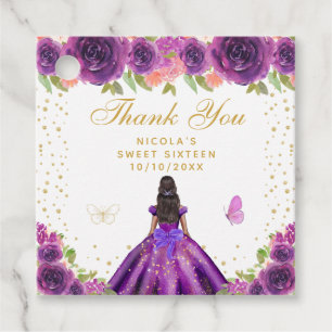 Étiquettes Cadeau Princesse Fleurie Violette pour Douze Ans aux Peau