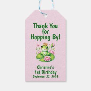 Étiquettes-cadeau Princesse Grenouille Merci Anniversaire 