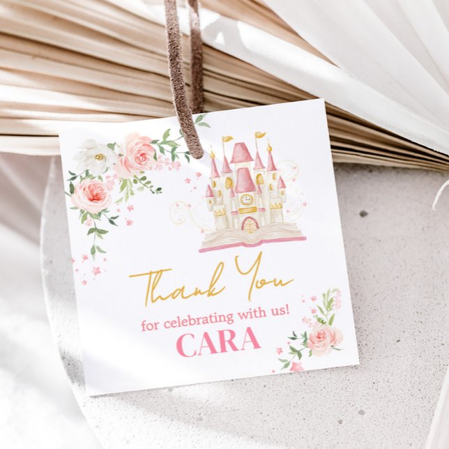 Étiquettes Cadeau Princesse Il était une fois un Carré d'anniversair (Princess Castle Once Upon a Time Birthday Party Favor Tags)