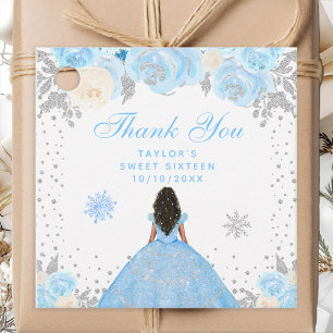 Étiquettes Cadeau Princesse Peau Noire Blue Winter Douze Ans