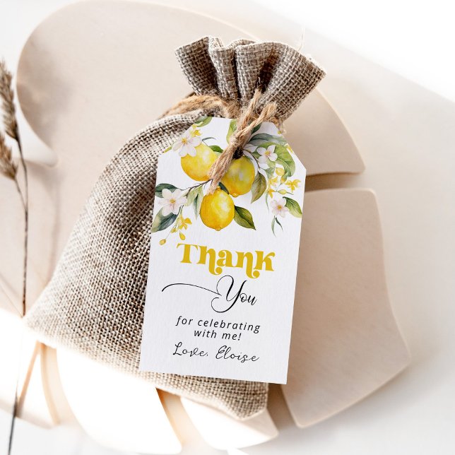 Étiquettes-cadeau Principal presser agrumes citron anniversaire merc (Créateur téléchargé)