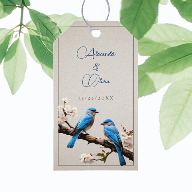 Étiquettes-cadeau Printemps Bluebirds Mariage Faveur (Spring Bluebirds Wedding Favor Gift Tags)