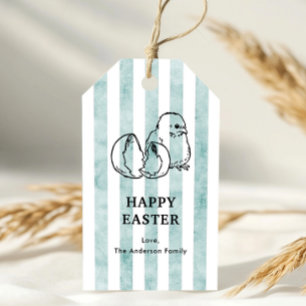 Étiquettes-cadeau Printemps Chick & Stripes Style Vintage Pâques