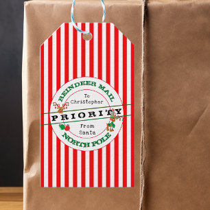 Étiquettes-cadeau Priorité Reindeer Mail From Père Noël Christmas Ca