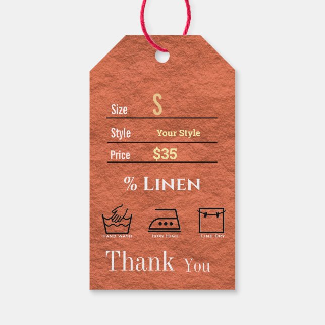 Étiquettes-cadeau Prix Rustique  (Dos)