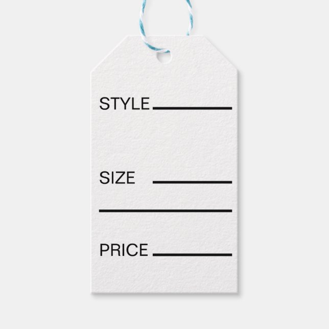 Étiquettes-cadeau Prix Style Taille Simple (Devant)
