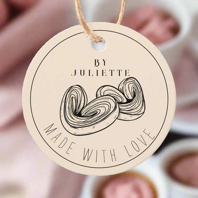 Étiquettes Cadeau Produits cuits au coeur fabriqués avec l'amour ros (Créateur téléchargé)