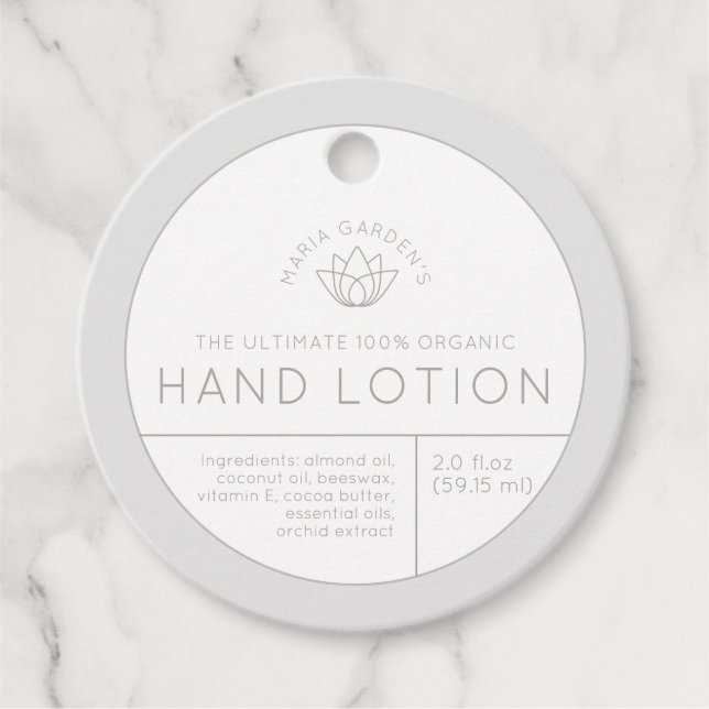 Étiquettes Cadeau Produits de beauté ingrédients mono lotus étiquett (Devant)