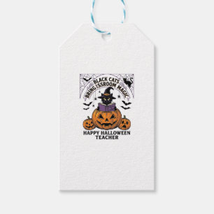 Étiquettes-cadeau Prof Cat Halloween Citrouille Vintage Salle de Cla