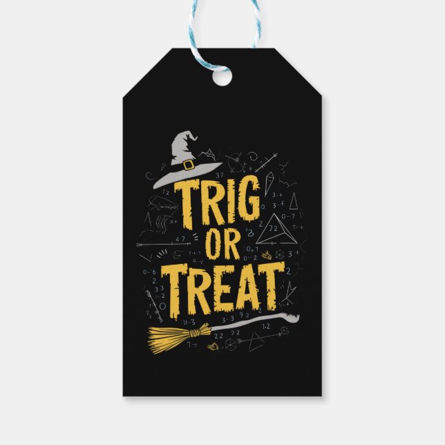 Étiquettes-cadeau Prof de maths Halloween Trig ou traiter l'école  (Dos)