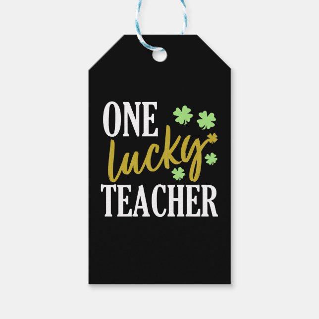 Étiquettes-cadeau Professeur chanceux de la Saint Patrick Day (Devant)