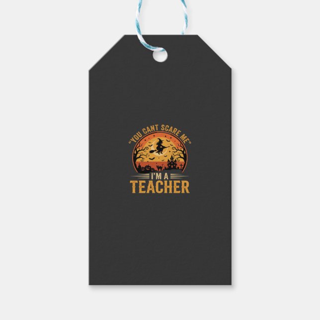 Étiquettes-cadeau Professeur de Halloween Sorcière Chat Design (Devant)
