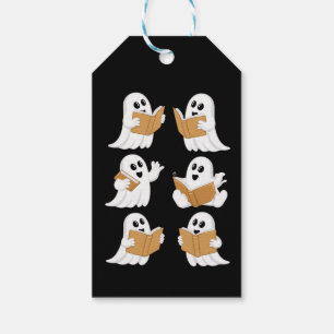 Étiquettes-cadeau Professeur Halloween Fantôme Lecture de Livres Bib