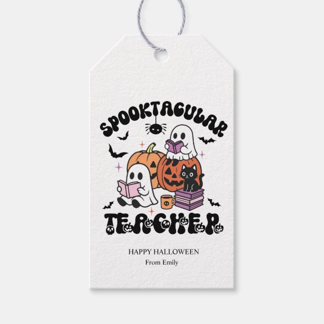 Étiquettes-cadeau Professeur Halloween sur mesure Spooktacular (Devant)