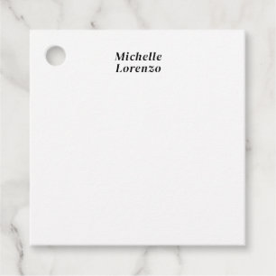 Étiquettes Cadeau Professionnel Moderne Simple Plain Nom Noir Blanc
