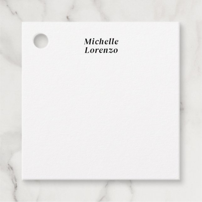 Étiquettes Cadeau Professionnel Moderne Simple Plain Nom Noir Blanc (Devant)