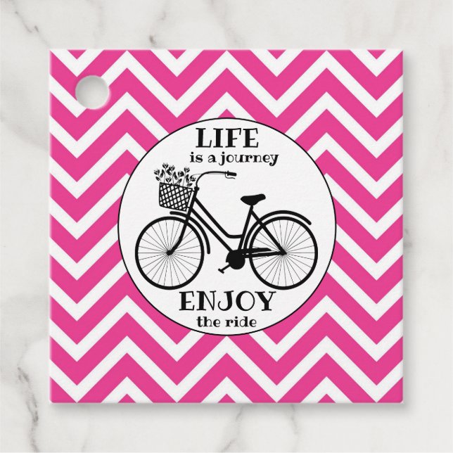 Étiquettes Cadeau Profitez De La Promenade | Vélo Avec Fleurs Motiva (Devant)