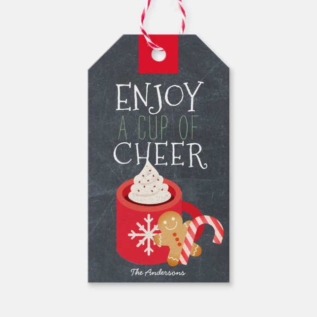 Étiquettes-cadeau Profitez d'une coupe de Cheer Red Mug Chalkboard l (Devant)
