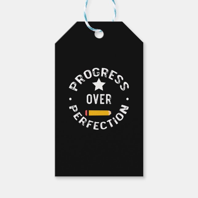 Étiquettes-cadeau Progrès Plutôt que Perfection Retour à l'école Ens (Devant)