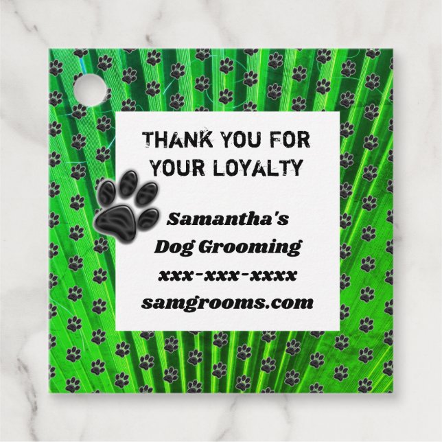 Étiquettes Cadeau Promo d'entreprise Empreinte de patte de satisfact (Devant)