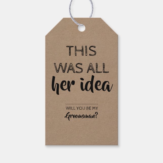 Étiquettes-cadeau Proposition amusante de Groomsman (Devant)