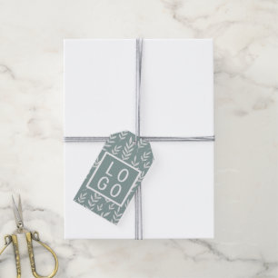 ÉTIQUETTES-CADEAU PROPRE LOGO TROPIANIQUE FEUILLE MOTIF SAGE VERT