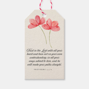 Étiquettes-cadeau Proverbes 3:5–6 Faire confiance au Seigneur Floral