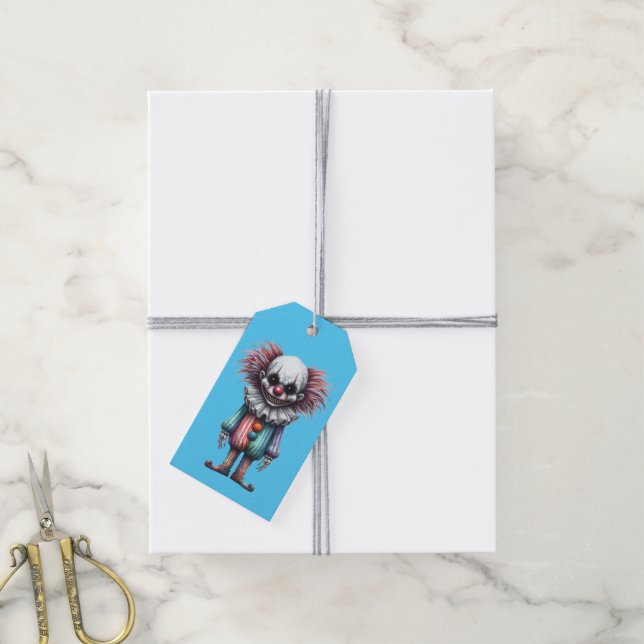 Étiquettes-cadeau Psycho Clown - Plain - peut customiser (Avec de la ficelle)