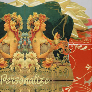 Étiquettes Cadeau Publicité Art nouveau chocolat chaud floral