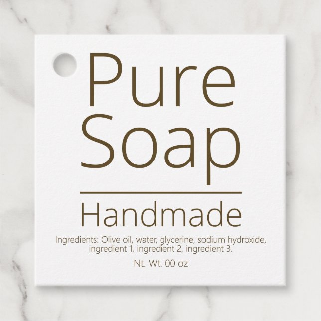 Étiquettes Cadeau Pure Castille Fabriqué à la main de savon végétal  (Devant)