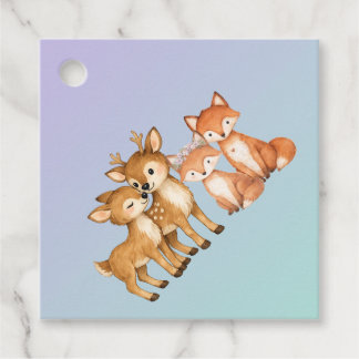 Étiquettes Cadeau Purple and Mint Woodland Animals Favor Tags