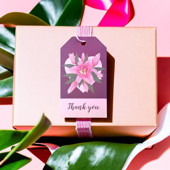 Étiquettes-cadeau Purple Blooming Lily Swet Heart Merci (Purple Blooming Lily Sweet Heart Thank you Gift Tags)