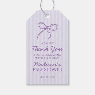 Étiquettes-cadeau Purple Coquette Bow Pastel Baby shower Favoriser