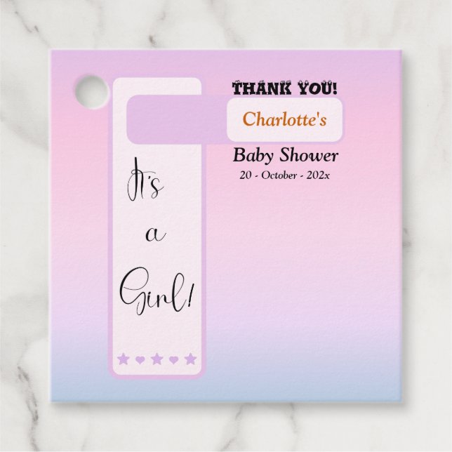 Étiquettes Cadeau Purple Gradient Cute Eyeball Text Baby Shower (Devant)