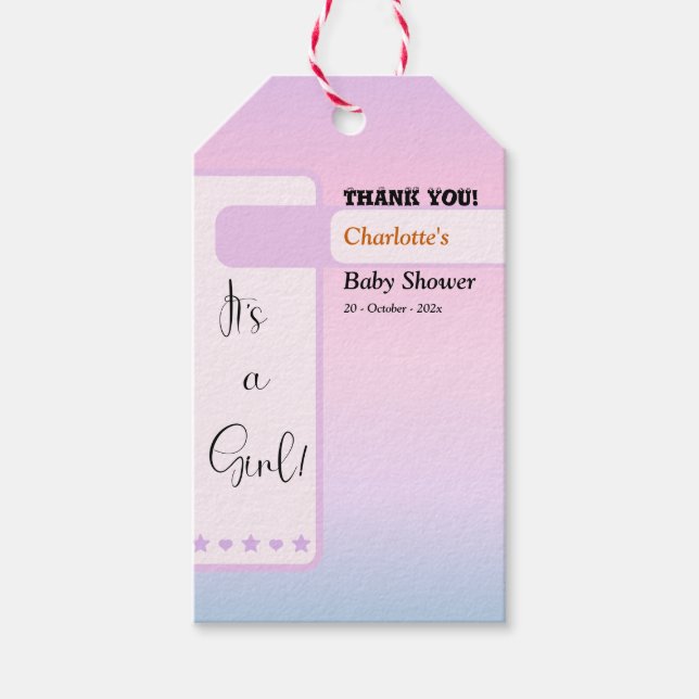 Étiquettes-cadeau Purple Gradient Cute Eyeball Text Baby Shower (Devant)