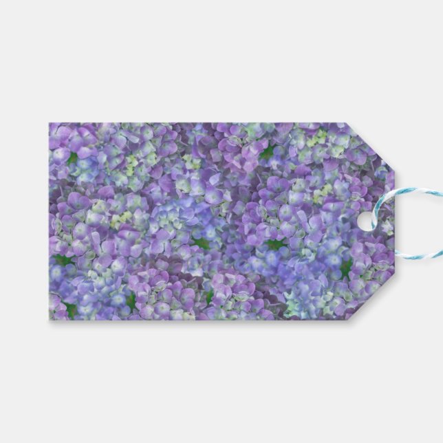 Étiquettes-cadeau Purple hydrangea flowers (Devant (Horizontal))