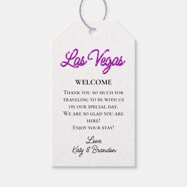 Étiquettes-cadeau Purple Las Vegas Sparkings Mariage Bienvenue (Devant)