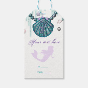 Étiquettes-cadeau Purple Mermaid Beach Bling Anniversaire Fête Favor