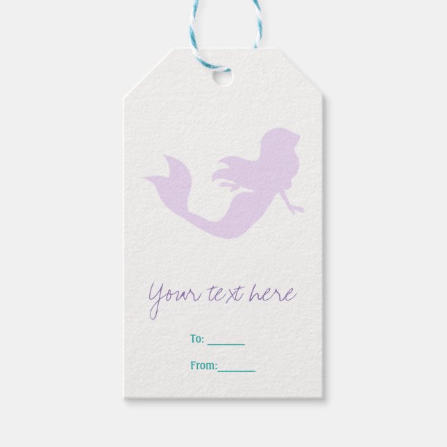 Étiquettes-cadeau Purple Mermaid Beach Bling Anniversaire Fête Favor (Devant)