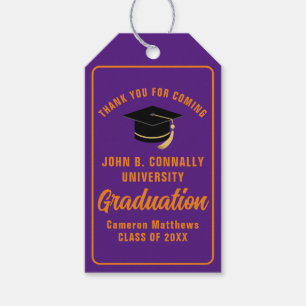 Étiquettes-cadeau Purple Orange Custom 2024 Graduation Party