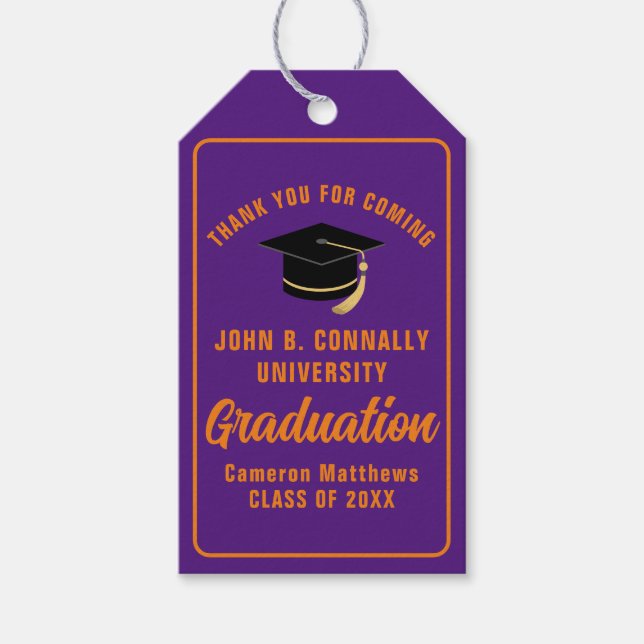 Étiquettes-cadeau Purple Orange Custom 2024 Graduation Party (Devant)