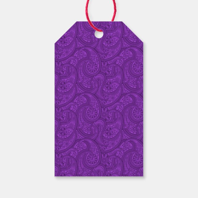 Étiquettes-cadeau Purple Paisley (Dos)
